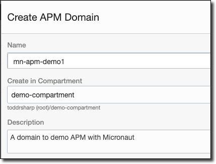 create apm domain