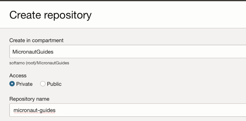 oci container registry create repository