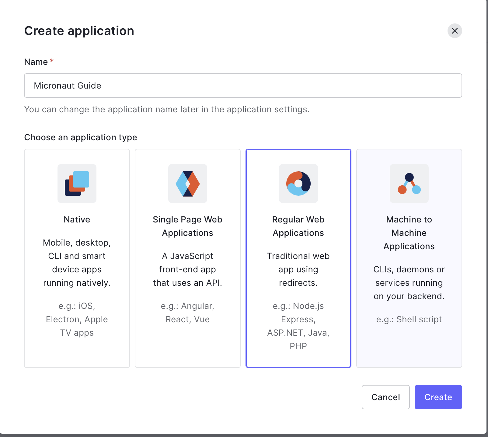 auth0 create application