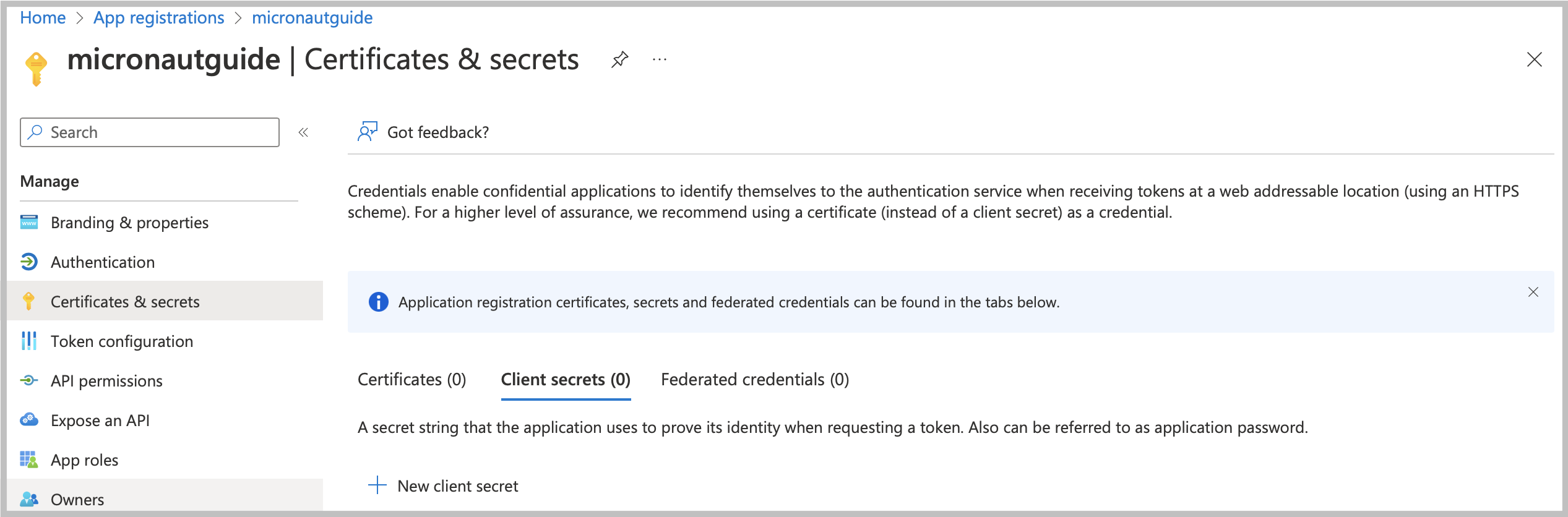 azure register application add client secret