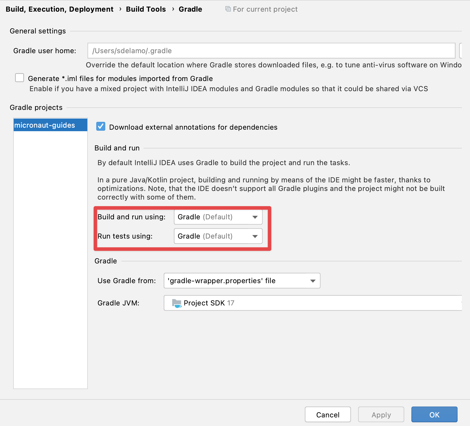 build and run using gradle