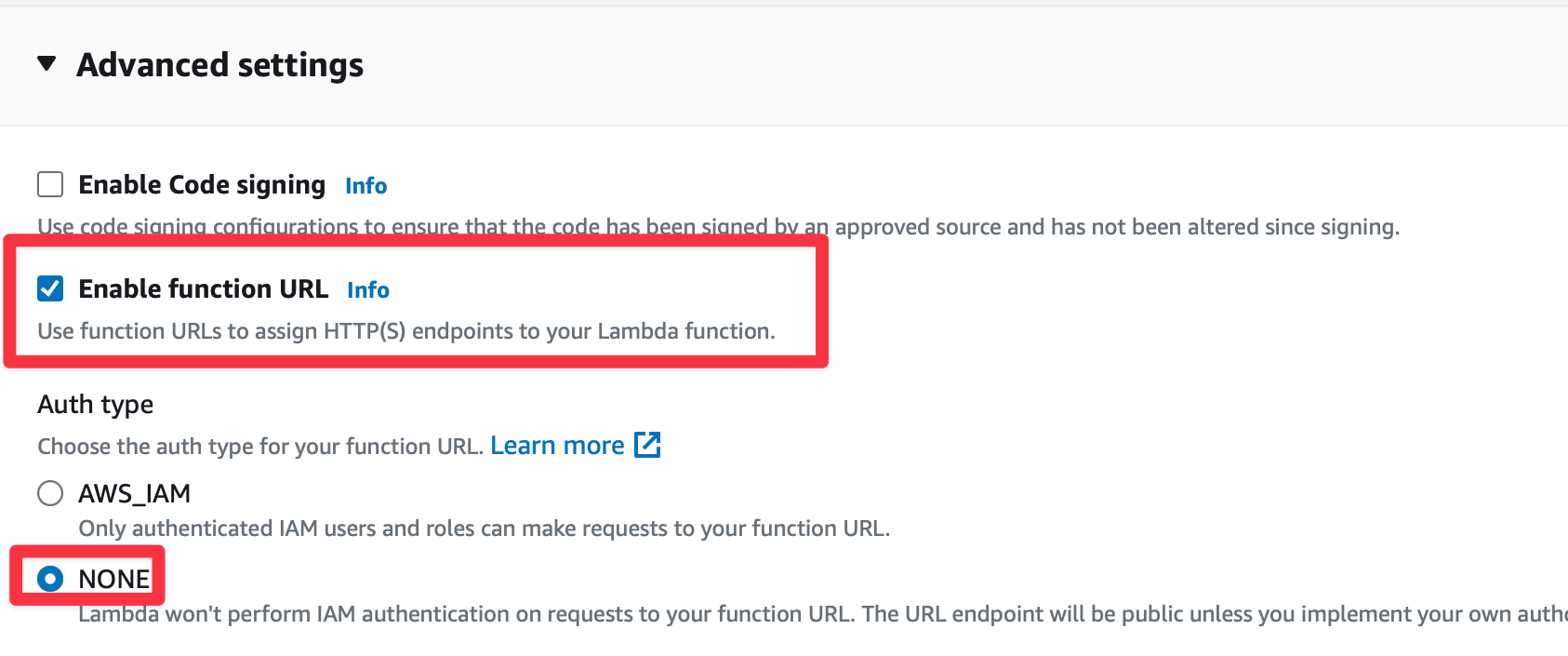 enable function url
