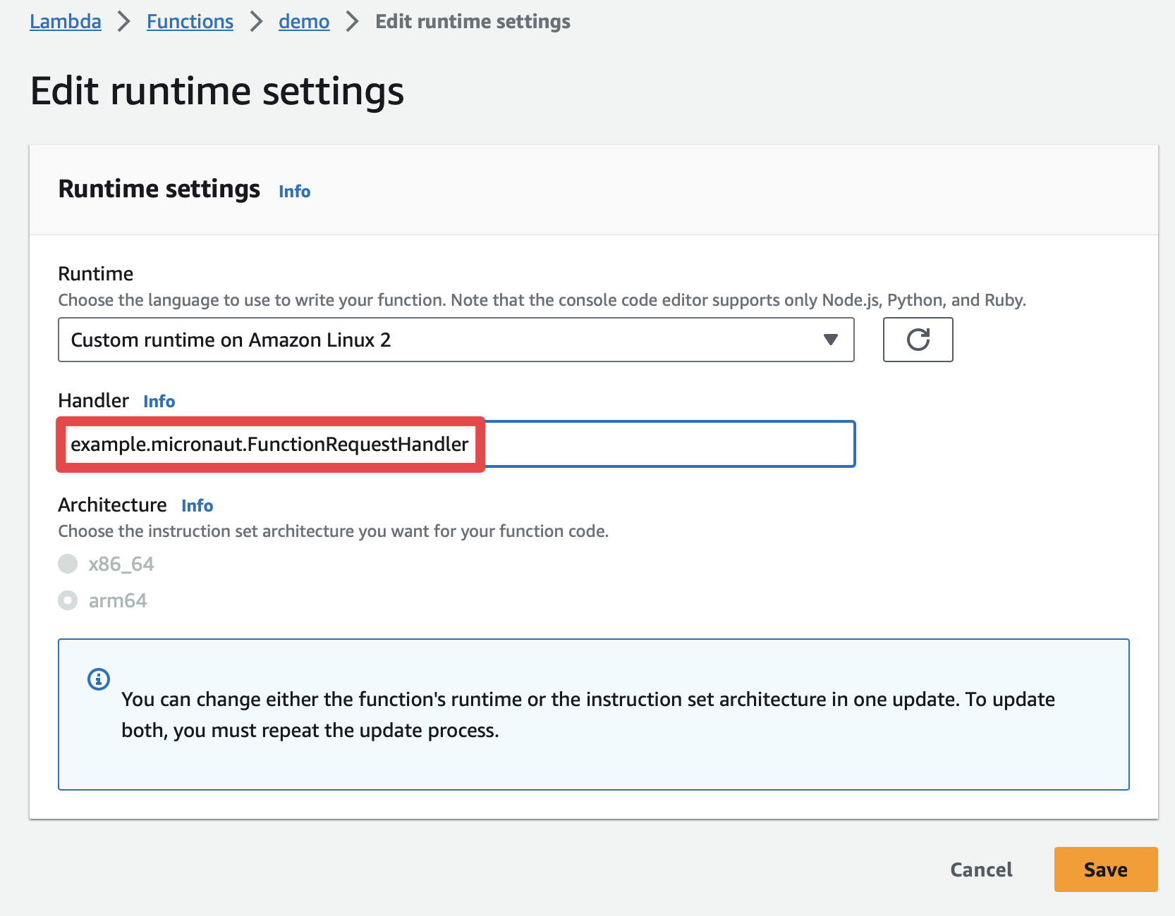 lambda custom runtime functionrequest handler