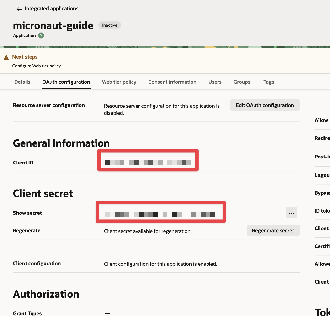 oci client id client secret
