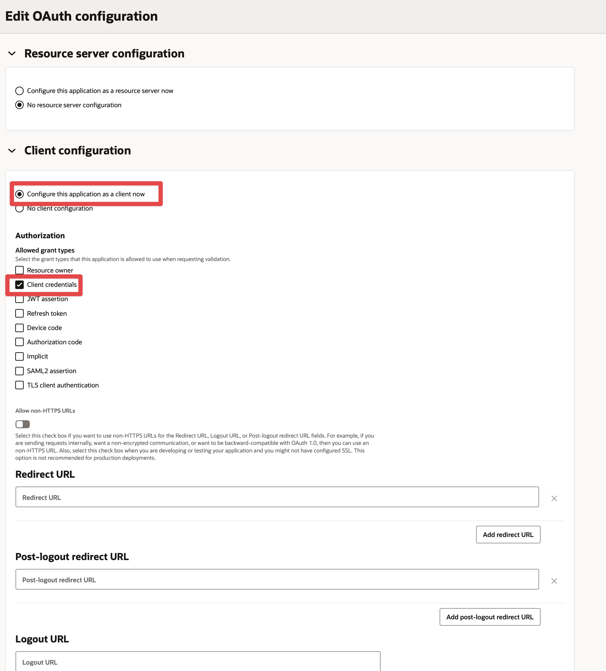 oci enable client credentials