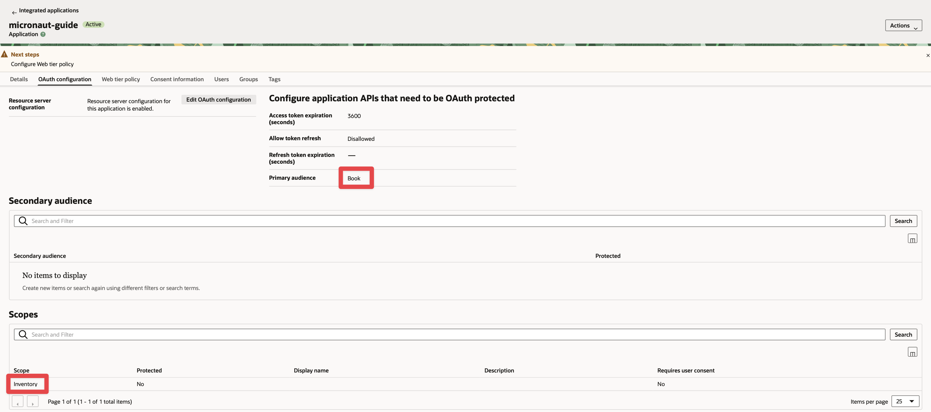 oci resource server configuration